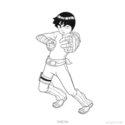 Free printable Rock Lee Full Body Kicking Stance Naruto Coloring Page  coloring page