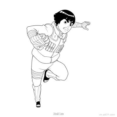 Free printable Rock Lee Genin Outfit Full View Naruto Coloring Page  coloring page