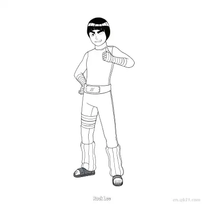 Free printable Rock Lee Jumping Attack Pose Naruto Coloring Page  coloring page