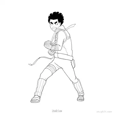 Free printable Rock Lee Side View Fighting Stance Naruto Coloring Page  coloring page