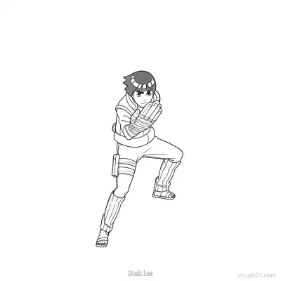 Free printable Rock Lee Taijutsu Defensive Stance Naruto Coloring Page  coloring page