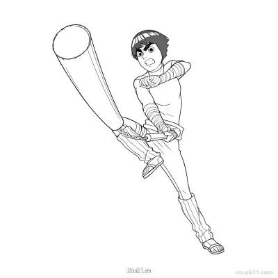 Free printable Rock Lee Taijutsu Punch Action Naruto Coloring Page  coloring page