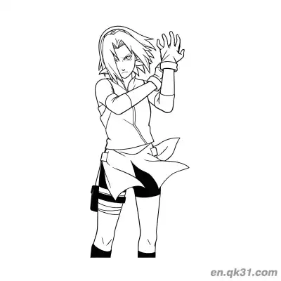 Free printable Sakura Haruno Battle Hand Seal Naruto Coloring Page coloring page
