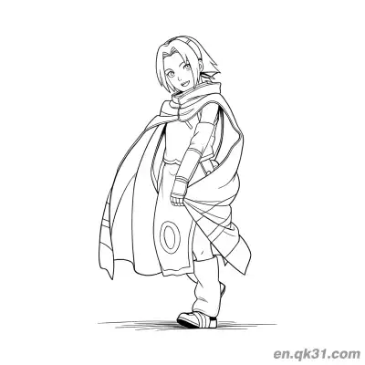 Free printable Sakura Haruno Cape Outfit Naruto Coloring Page coloring page