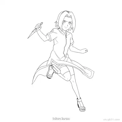 Free printable Sakura Haruno Chunin Exam Serious Naruto Coloring Page  coloring page