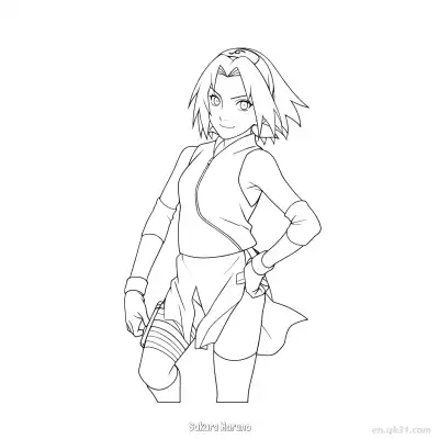 Free printable Sakura Haruno Close Up Focused Naruto Coloring Page  coloring page