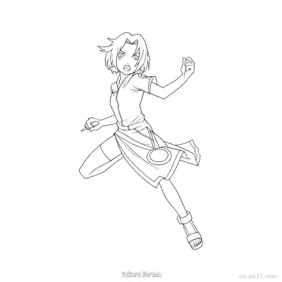 Free printable Sakura Haruno Dynamic Running Pose Naruto Coloring Page  coloring page