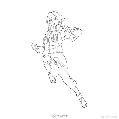 Free printable Sakura Haruno Fists Clenched Naruto Coloring Page  coloring page