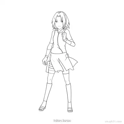 Free printable Sakura Haruno Forward Leap Attack Naruto Coloring Page  coloring page