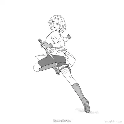 Free printable Sakura Haruno Hands on Hips Naruto Coloring Page  coloring page