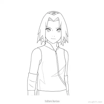 Free printable Sakura Haruno Side View Standing Naruto Coloring Page  coloring page