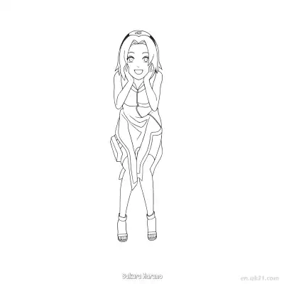Free printable Sakura Haruno Smiling Full View Naruto Coloring Page  coloring page