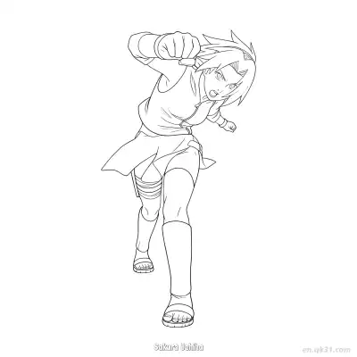 Free printable Sakura Uchiha Full Body Medic Ninja Naruto Coloring Page  coloring page