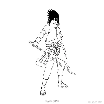 Free printable Sasuke Uchiha Dynamic Running Action Naruto Coloring Page  coloring page