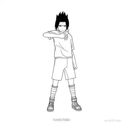 Free printable Sasuke Uchiha Full Body Standing Serious Naruto Coloring Page  coloring page