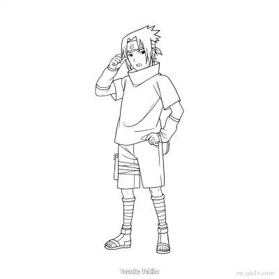 Free printable Sasuke Uchiha Looking Down Cool Naruto Coloring Page  coloring page