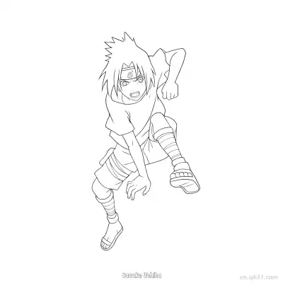 Free printable Sasuke Uchiha Rinnegan Running Forward Naruto Coloring Page  coloring page