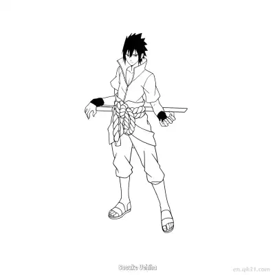 Free printable Sasuke Uchiha Shippuden Full View Naruto Coloring Page  coloring page