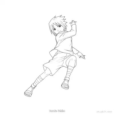 Free printable Sasuke Uchiha Young Genin Stance Naruto Coloring Page  coloring page
