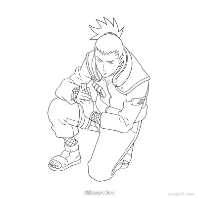Free printable Shikamaru Nara Hands in Pockets Naruto Coloring Page  coloring page