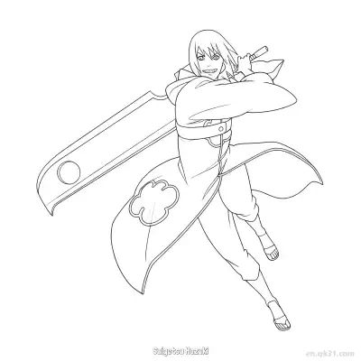Free printable Suigetsu Hozuki Executioner Blade Naruto Coloring Page  coloring page