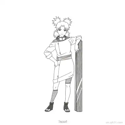 Free printable Temari Fan Battle Stance Naruto Coloring Page  coloring page