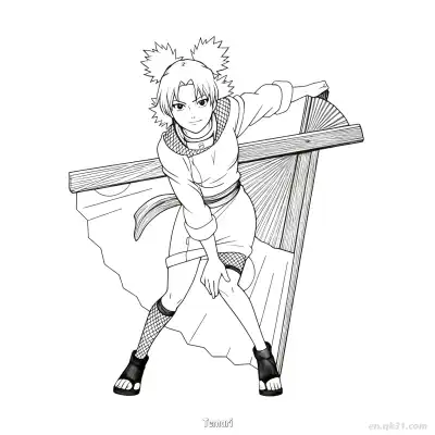 Free printable Temari Wind Fan Ninja Naruto Coloring Page  coloring page
