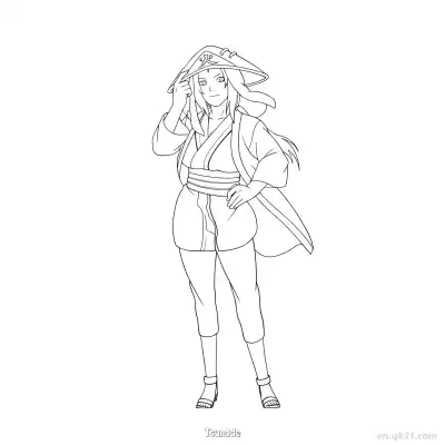 Free printable Tsunade Fifth Hokage Serious Look Naruto Coloring Page  coloring page