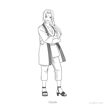 Free printable Tsunade Full Body Battle Stance Naruto Coloring Page  coloring page
