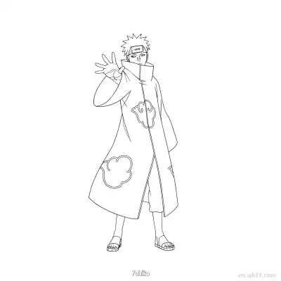 Free printable Yahiko Rain Village Side View Naruto Coloring Page  coloring page