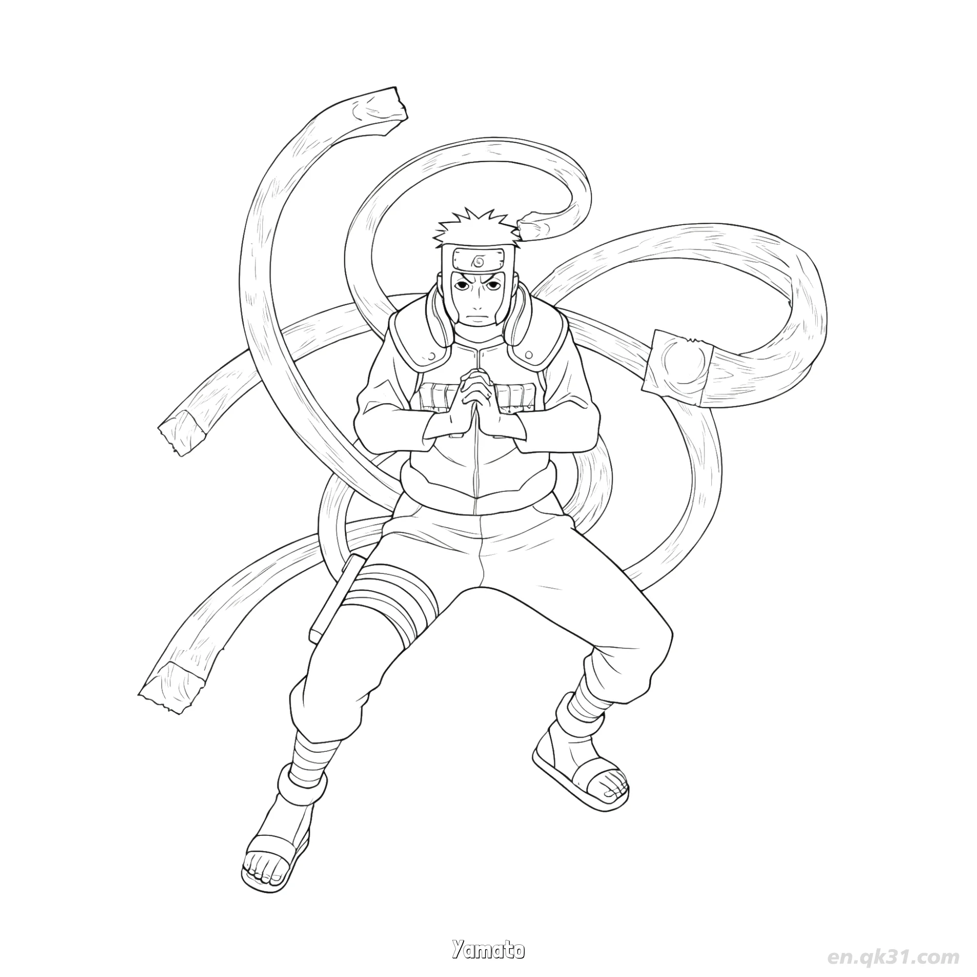 Yamato Captain Anbu Tattoo Naruto Coloring Page  – Free Printable Coloring Page for Kids and Adults