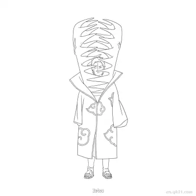 Free printable Zetsu Akatsuki Black and White Naruto Coloring Page  coloring page