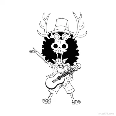 Free printable Brook Aloha Shirt Playing Guitar One Piece Coloring  coloring page