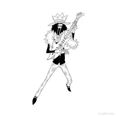 Free printable Brook Playing Guitar Rock Pose One Piece Coloring  coloring page