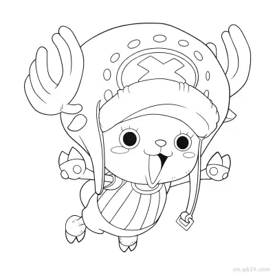 Free printable Chopper Excited Floating Big Hat One Piece Coloring  coloring page