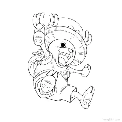 Free printable Chopper Excited Jumping Happy One Piece Coloring  coloring page