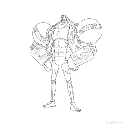 Free printable Franky Super Radical Battle Pose One Piece Coloring  coloring page