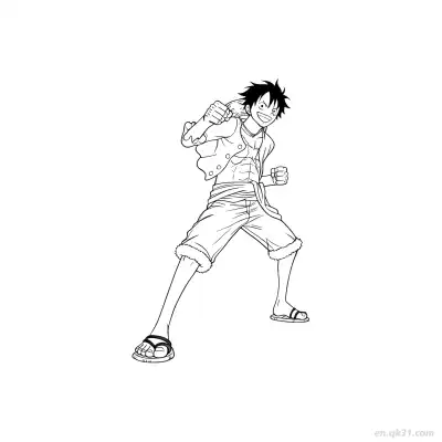 Free printable Luffy Battle Wide Stance Fists One Piece Coloring  coloring page