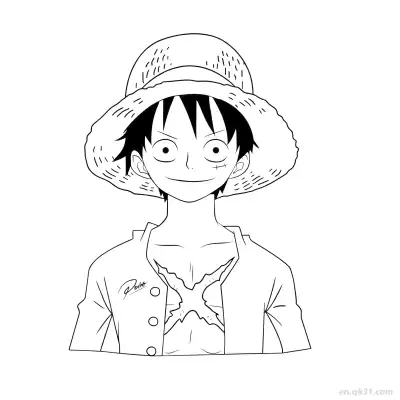Free printable Luffy Close Up Straw Hat Smile One Piece Coloring  coloring page
