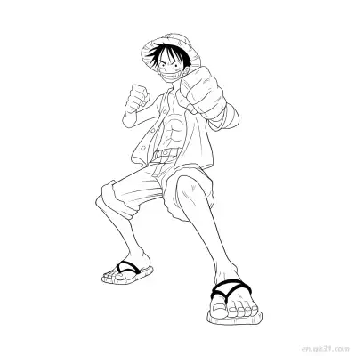 Free printable Luffy Forward Punching Full Body One Piece Coloring  coloring page