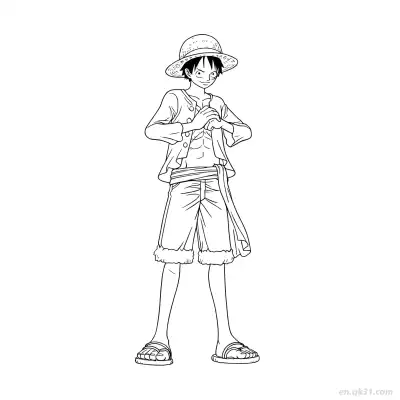 Free printable Luffy Full Body Clenched Fists Stand One Piece Coloring  coloring page