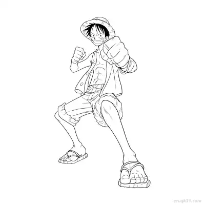 Free printable Luffy Full Body Punching Stance One Piece Coloring  coloring page