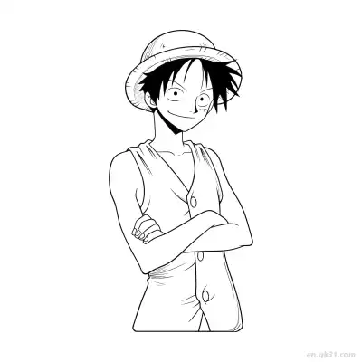 Free printable Luffy Half Body Arms Crossed Vest One Piece Coloring  coloring page