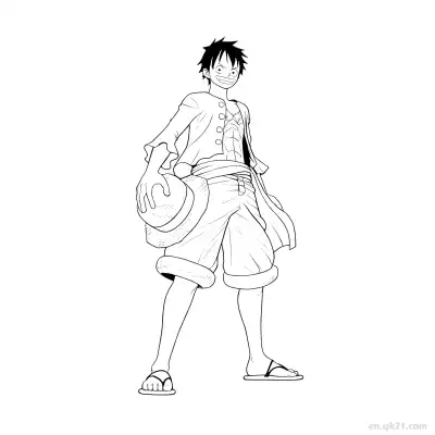 Free printable Luffy Holding Straw Hat Full Body One Piece Coloring  coloring page