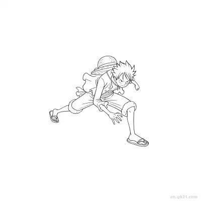 Free printable Luffy Rushing Forward Attack Stance One Piece Coloring  coloring page