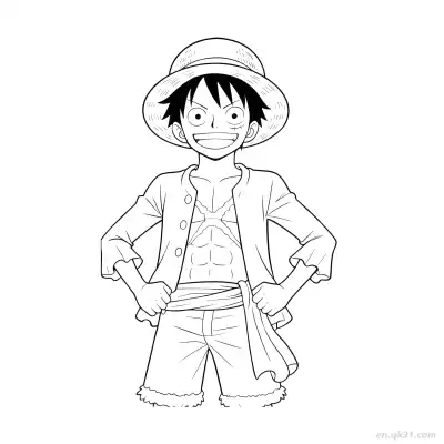Free printable Luffy Smiling Half Body Stance One Piece Coloring  coloring page
