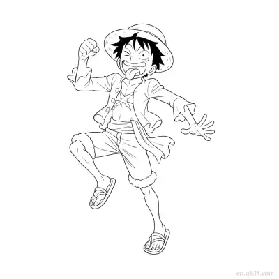 Free printable Luffy Wacky Jumping Tongue Out One Piece Coloring  coloring page