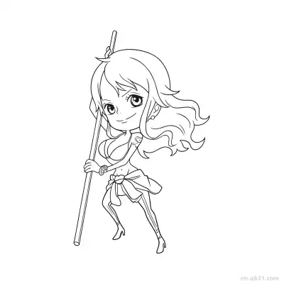 Free printable Nami Chibi Cute Staff Full Pose One Piece Coloring  coloring page