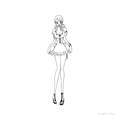 Free printable Nami Cute Frilly Dress Full Body One Piece Coloring  coloring page