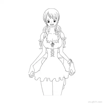 Free printable Nami Cute Maid Outfit Half Body One Piece Coloring  coloring page